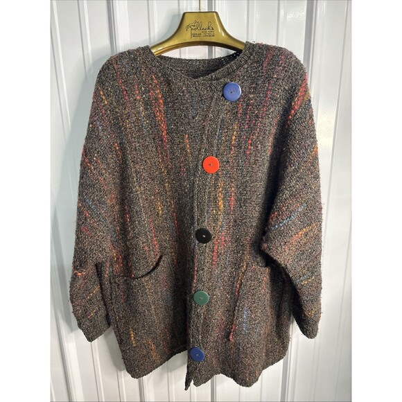 Vintage Sweaters - Vintage Brown Multicolor Fleck Button-Front Cardigan